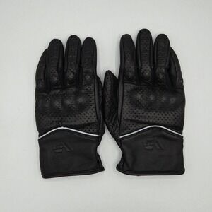 WD Motorsports Vegas Black Leather Motorcycle‎ Gloves Men Women Sz S Touchscreen